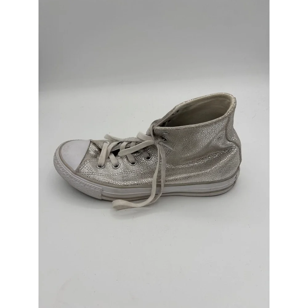 Converse Chuck Taylor All Star High Top Silver Metallic Pebbled Leather 553346C